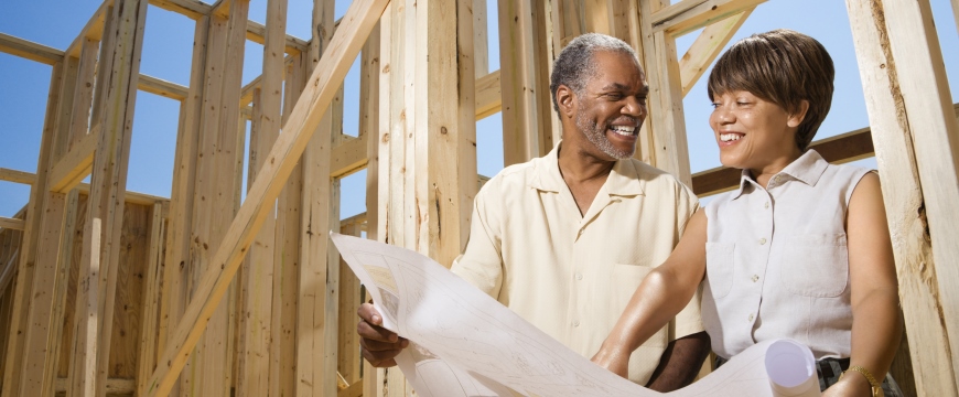 Couple at construction site